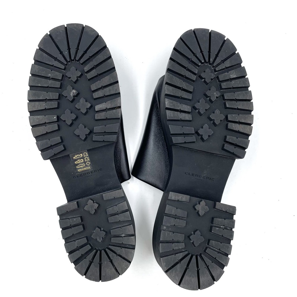 SOLD-Robert Clergerie Wiam Platform Sandals Slides Mules Black Leather - Picture 8 of 10